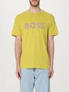 Hugo Boss Cotton-jersey T-shirt With Rubber-print Logo In Gelb
