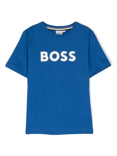Hugo Boss Kids' T-shirt Con Logo In Blue