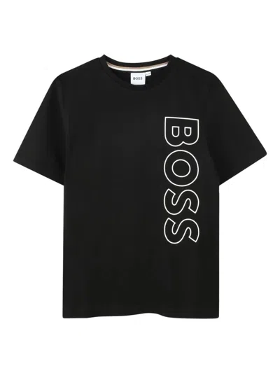 Hugo Boss Kids' T-shirt Con Logo In Black