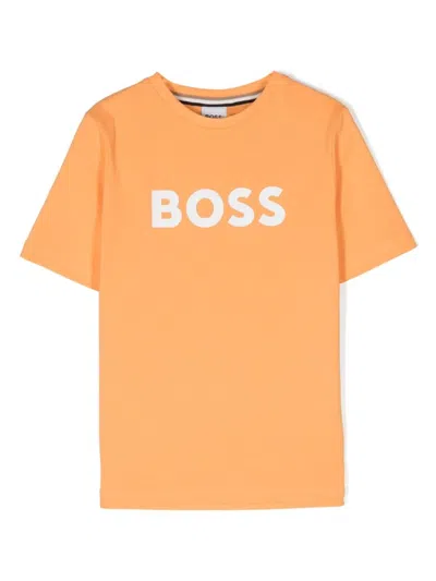 Hugo Boss Kids' T-shirt Con Logo In Orange