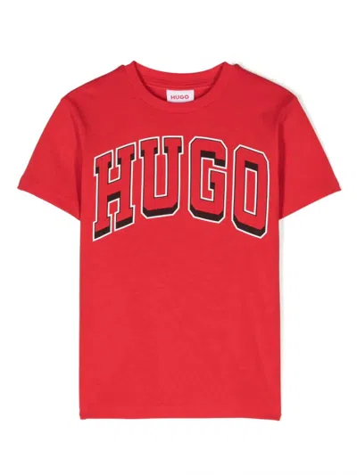 Hugo Boss Kids' Logo-print Cotton T-shirt In Red