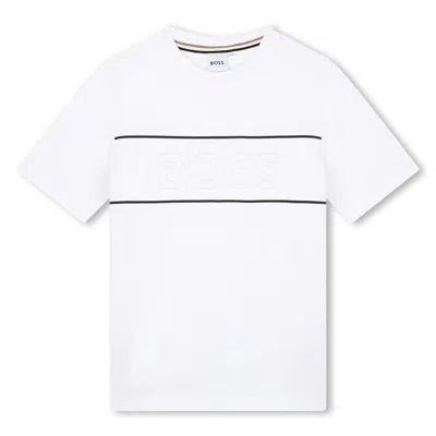 Hugo Boss Kids' T-shirt Con Stampa In White