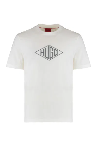 Hugo Boss Relaxed-fit T-shirt In Cotton With Embroidered Logo In White