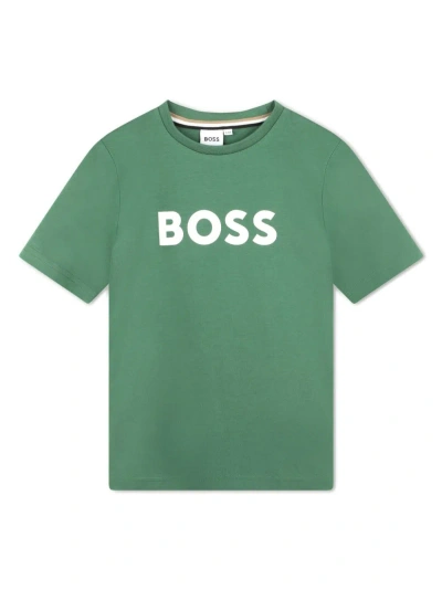 Hugo Boss T-shirt In Jersey Con Logo Stampato In Green