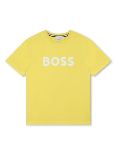Hugo Boss T-shirt In Jersey Con Logo Stampato In Yellow