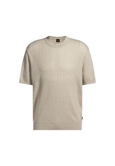 Hugo Boss T-shirt Man Boss 50539573 Light Beige In Brown