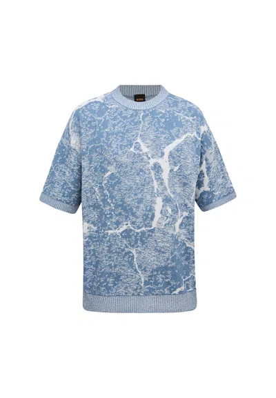 Hugo Boss T-shirt Man Sweatshirt Boss 50539584 Open Blue In Multi
