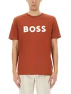 Hugo Boss Boss Tiburt 354 Logo Cotton Graphic T-shirt In Red