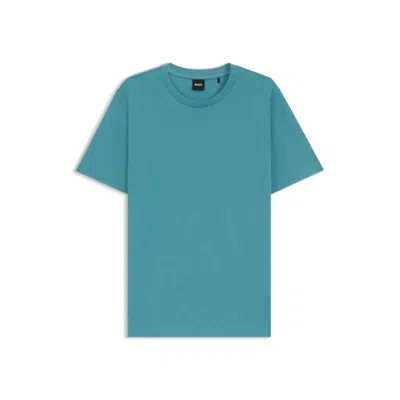 Hugo Boss T-shirt With Bubble-jacquard Structure In Blue