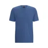 Hugo Boss Cotton-blend T-shirt With Bubble-jacquard Structure In Blue