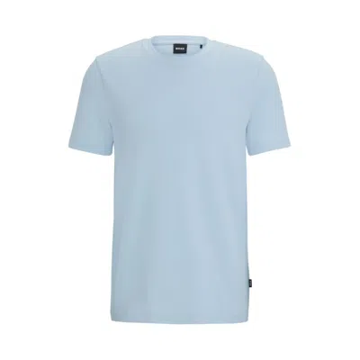 Hugo Boss T-shirt With Bubble-jacquard Structure In Blue