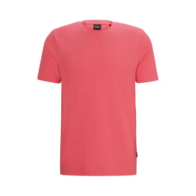 Hugo Boss Cotton-blend T-shirt With Bubble-jacquard Structure In Dark Pink