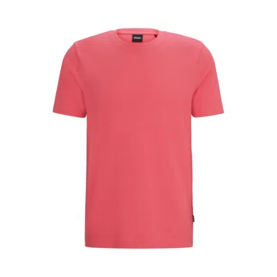 Hugo Boss Cotton-blend T-shirt With Bubble-jacquard Structure In Pink