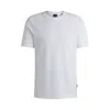 Hugo Boss Cotton-jersey T-shirt With Signature-stripe Collar In White