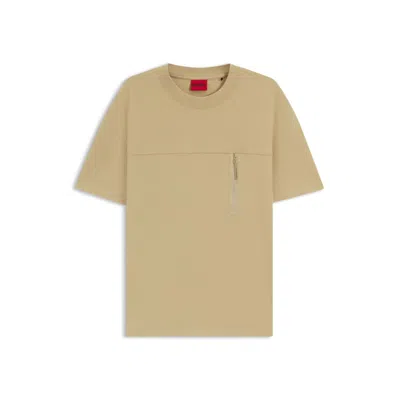 Hugo Boss T-shirt With Decorative Reflective Details In Neutral