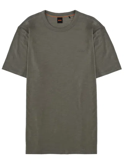 Hugo Boss Boss Men T-shirt With Logo In Green
