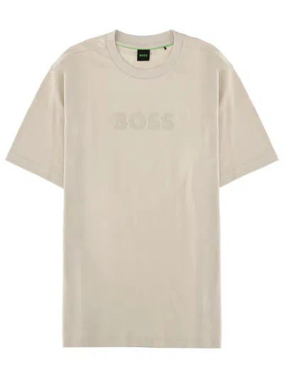 Hugo Boss Boss Men T-shirt With Logo In Neutral