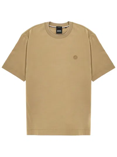 Hugo Boss Boss Men T-shirt With Logo In Brown