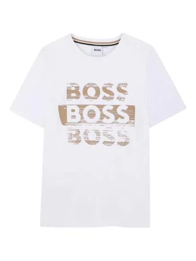 Hugo Boss Kids' T-shirt With Logo In White
