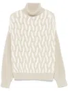 Hugo Boss Virgin-wool Sweater With Two-tone Cable Structure In White