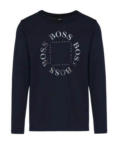Hugo Boss T-shirt With Round Neck And Long Sleeves In Black
