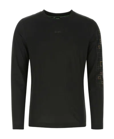 Hugo Boss T-shirt With Round Neck And Long Sleeves In Black