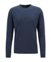 Hugo Boss T-shirt With Round Neck And Long Sleeves In Blue