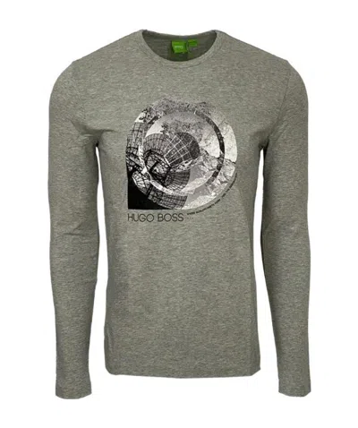 Hugo Boss T-shirt With Round Neck And Long Sleeves In Gray