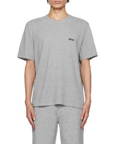 Hugo Boss T-shirt With Round Neck And Short Sleeves In Gray