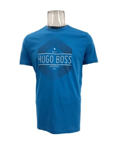 Hugo Boss T-shirt With Round Neck And Short Sleeves In Blue