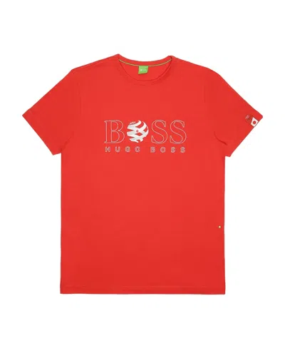 Hugo Boss T-shirt With Round Neck And Short Sleeves In Red
