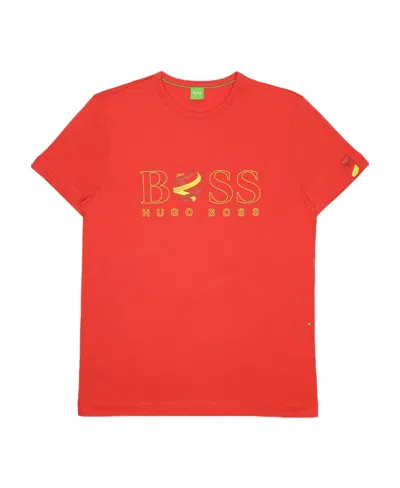 Hugo Boss T-shirt With Round Neck And Short Sleeves In Red