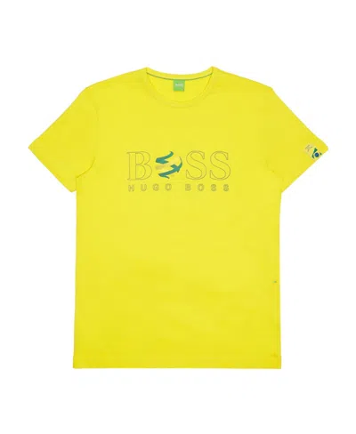Hugo Boss T-shirt With Round Neck And Short Sleeves In Yellow
