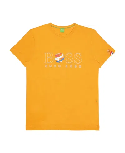 Hugo Boss T-shirt With Round Neck And Short Sleeves In Yellow