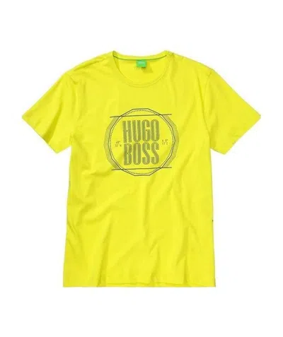 Hugo Boss T-shirt With Round Neck And Short Sleeves In Yellow