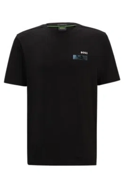 Hugo Boss T-shirt With Skate Artwork Front And Back In Black