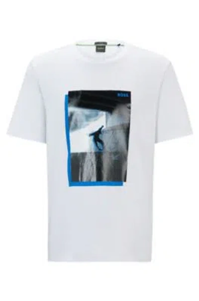 Hugo Boss T-shirt With Skate Artwork Front And Back In White