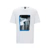 Hugo Boss Cotton-blend T-shirt With Skate Artwork Front And Back In White