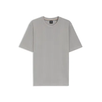 Hugo Boss T-shirt With Waffle Structure In Gray