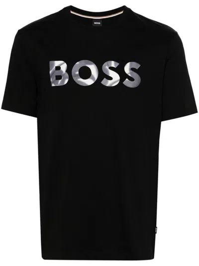 Hugo Boss Logo-print Cotton T-shirt In Black