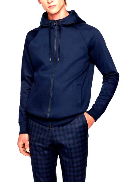 Pre-owned Hugo Boss T Silk Tailored Stevenson 11 Hoodie Sweatshirt Jacket M In Blue