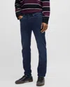 Hugo Boss Taber Bc-p-1 Mens Tapered Fit Jeans In Dark Blue Super-stretch Denim In Blue