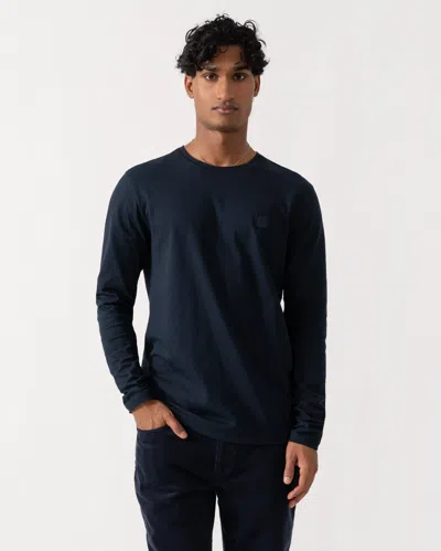 Hugo Boss Tacks Mens Long Sleeve T-shirt With Logo Patch In Dark Blue 404
