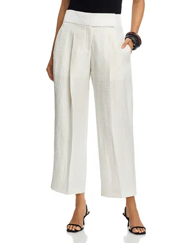 Hugo Boss Boss Tacres High Waist Ankle Wide Leg Pants In White