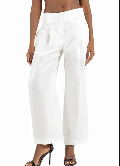 Hugo Boss Tacres Wide Leg Above Ankle Trousers In White