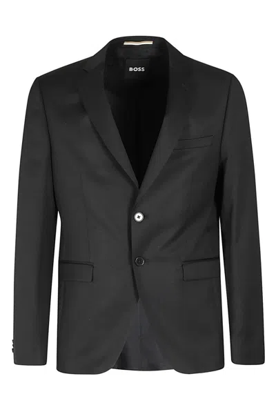 Hugo Boss Tailored Black Wool Jacket With Notch Lapel