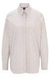 HUGO BOSS TAILORED BLOUSE IN STRIPED COTTON WITH CONCEALED PLACKET