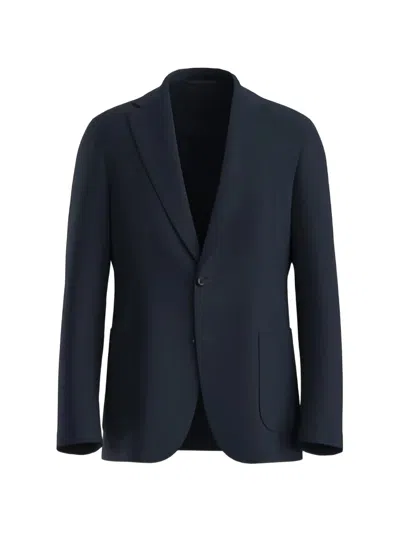Hugo Boss Tailored Blue Blazer With Notch Lapels And Modern Silhouette In Transparent