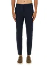 Hugo Boss Tailored Trousers With Belt Loops And Pockets In Blue