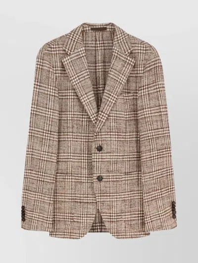 HUGO BOSS TAILORED CHECK PATTERN BLAZER WITH NOTCH LAPEL